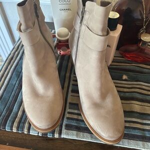 Taupe Leather Ankle Boots